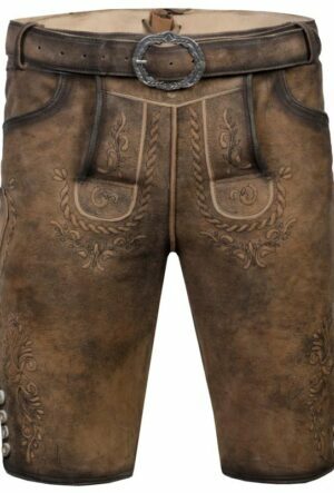 Lederhose GE Morritz kort model bruin met riem