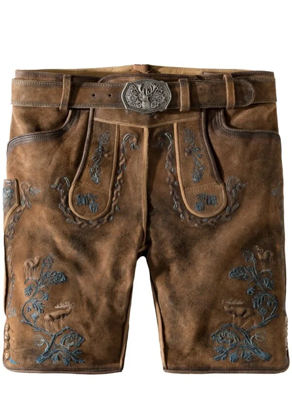Lederhose Umberto, kort model met riem