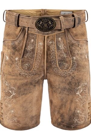Lederhose Fuchs FU-77, zand/beige met riem