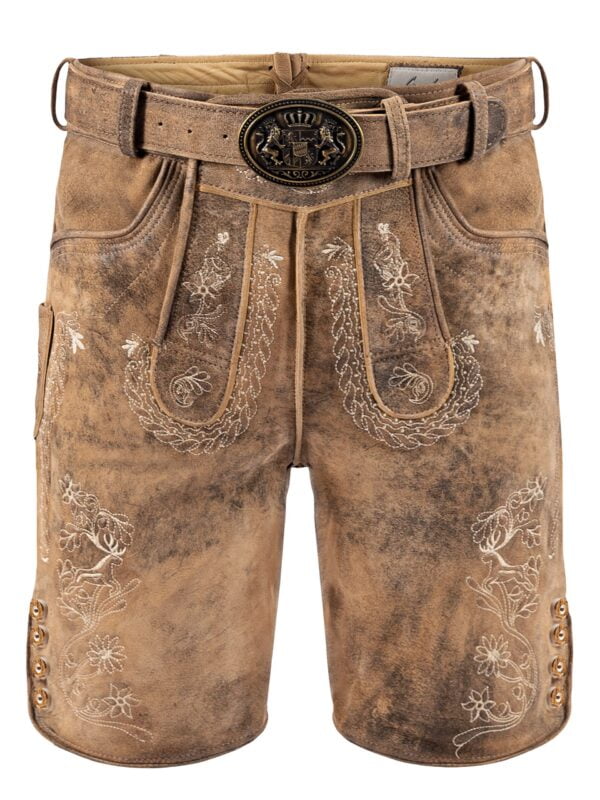 Lederhose Fuchs FU-77, zand/beige met riem