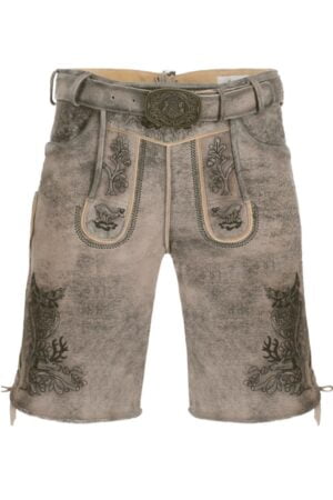 Lederhose Fuchs FU-64, grijs met riem