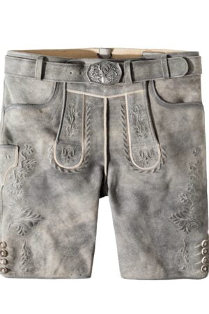 Lederhose Oliver, grijs met riem